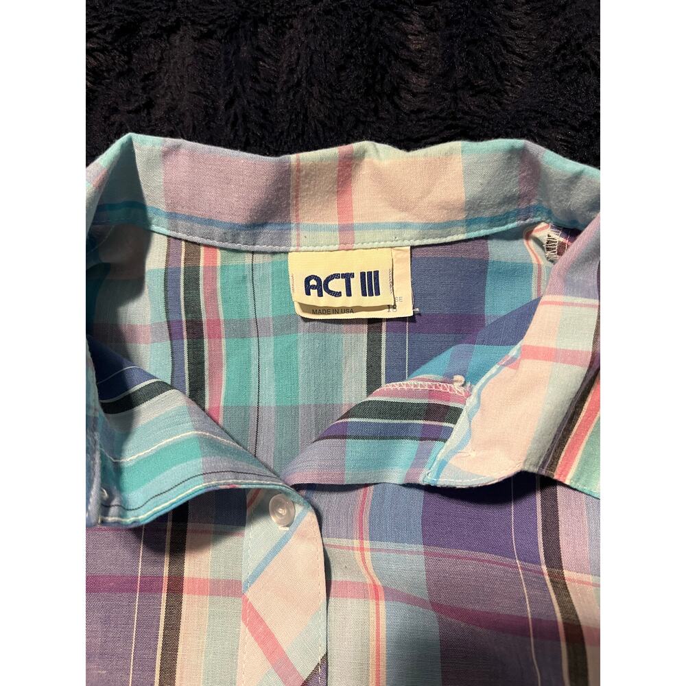 Vintage ACT III Women’s Size 18 Plaid Button Down Shirt XXL Short Sleeve EUC - Picture 4 of 9